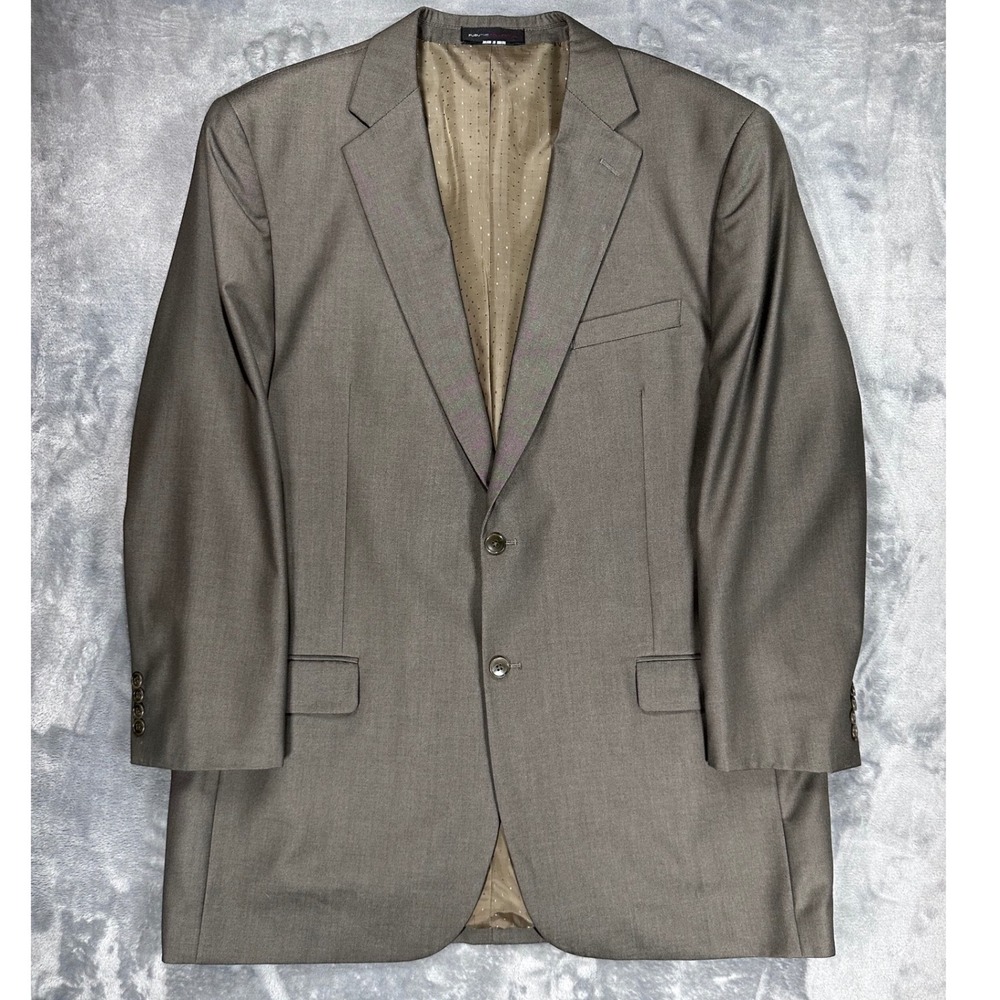FUBU The Collection Mens 46L Blazer Sport Coat Olive Green 2 Button Jacket 46 L